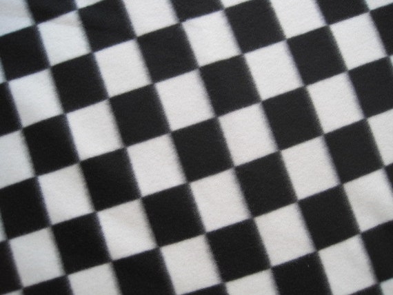 Black and White Checkered Squares Fleece Blanket Ready to