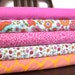 Bright Pink Orange and Aqua Floral Fabric, Divine By Rosemarie Lavin for Windham Fabrics, Fat Quarter Bundle, 5 Prints, Total