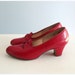 1940's red leather heels by Polly Preston ... size 6-ish