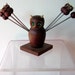 Danish Modern Teak Owl cocktail picks holder baby owls wood its a hoot so cute