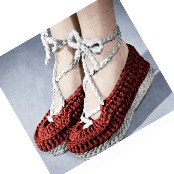 Vintage Crochet Pattern 1940s Wedgie Shoes by 2ndlookvintage