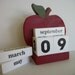 Apple Calendar Perpetual Wood Block Red Apple Decor Teacher Gift