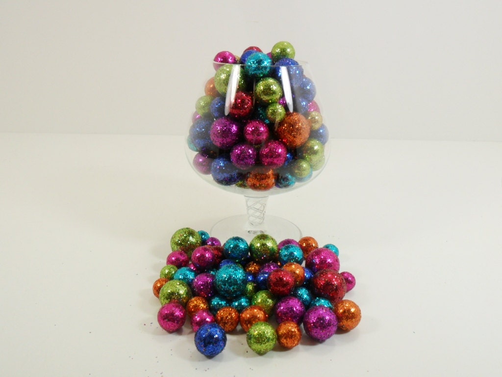 Glitter Balls Multi Colored Styrofoam Beads