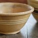 Antique Yellow Ware Bowl with White Stripes - Rustic Condition - 7" Size