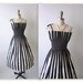 Vintage Op Art Dress // Vintage 1980's 50's Black & White Striped Crumb-Catcher Cotton Full Garden Party Dress M