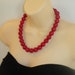 LIPSTICK RED-statement, round, large natural gemstones, big bold, howlite, chunky, handmade, NECKLACE