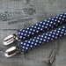 White Dots on Navy suspenders, little boy suspenders - photo prop, ring bearer, wedding