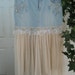 Belle Ballerine bohemian jean skirt ivory tulle embellished rhinestones vintage lace fairy goddess ballerina Renaissance Denim Couture