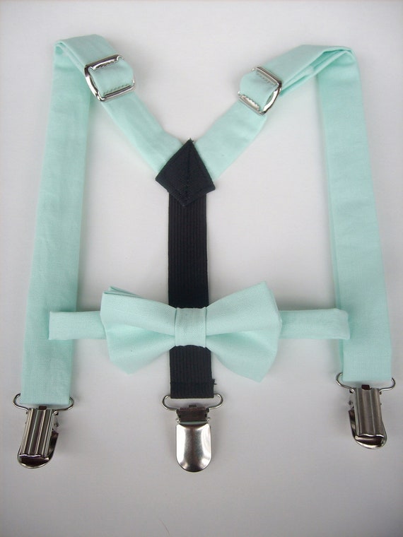 SALE bow tie and suspenders for toddler boy mint by golubchick