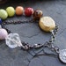 Meditation -- Om Chakra Porcelain Beads Rainbow Pewter Lotus Om Charm Gunmetal Handmade Bracelet Yoga Jewelry