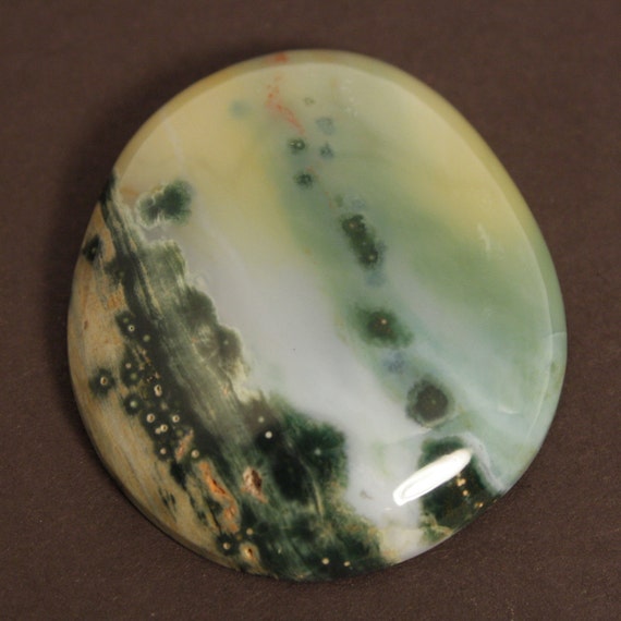 Green Creamy Orbicular Ocean Jasper Cabochon by RareEarthTreasures