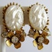 Vintage 50s Baroque Pearl Gold Rhinestone Miriam Haskell Style Clip Earrings