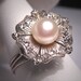 Antique Palladium Diamond Pearl Ring Vintage Art Deco
