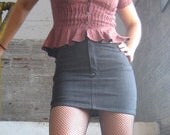 Charcoal Black Denim Pencil Skirt //  High Waisted Denim Skirt // Made to Measure