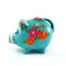 Neon piggy bank - OSL 1971 psychedelic chalkware bank teal tangerine tango pink flambe