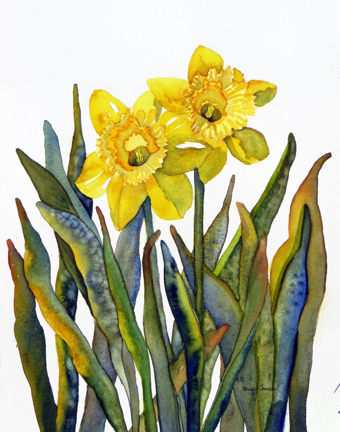 DAFFODIL DUO Original Watercolor Painting