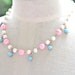 Aqua Blue and Pink Statement Necklace - Pink and Blue White Glass Bead Necklace - Wedding,Bridesmaids,