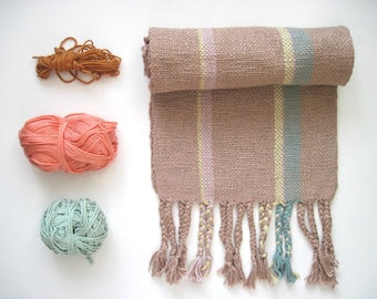 Handwoven Cotton Scarf Cotton - Fall Accessory Tan Sage Colors by Sameheart Designs