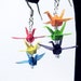 Rainbow Origami Crane Earrings