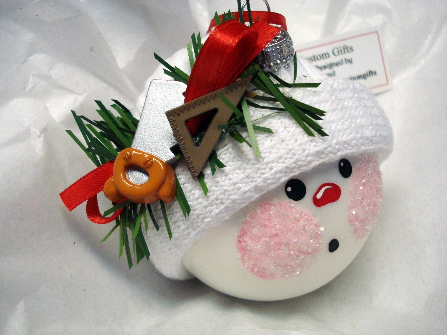 Items similar to Construction Christmas Ornament Snowball Tree Bulb ...
