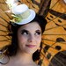 Green Tea Wedding White Mini Top Hat - Dupioni Silk French Veiling Orchid Ostrich and Peacock Feather Hair Fascinator