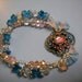 Blooming Centerpiece VINTAGE Style Double Strand Pink and Turquoise BEADED Bracelet