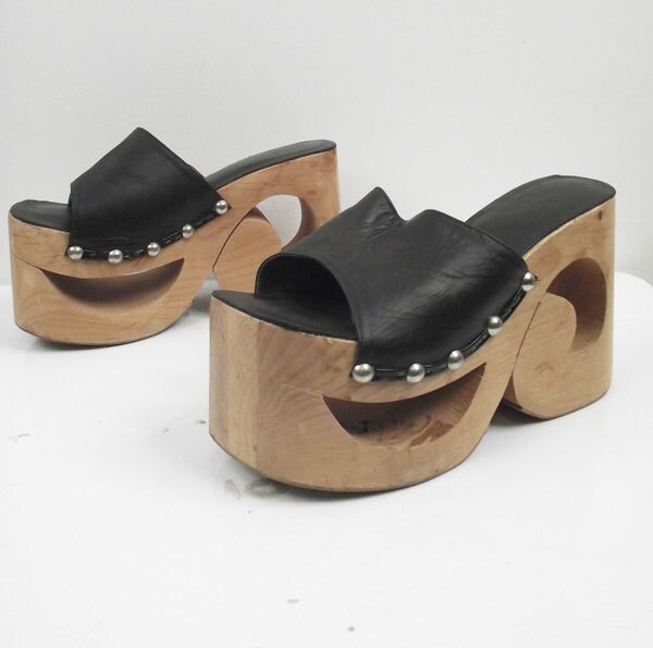 RESERVED 1990s Wooden Platform Shoes / 90s Club Kid Shoes