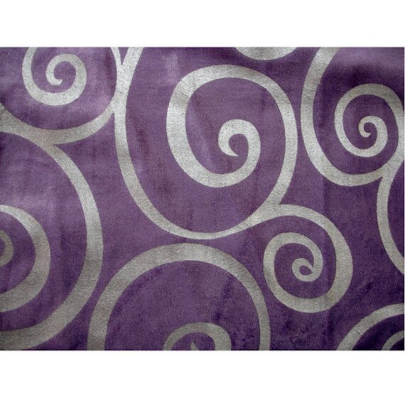 Light Purple Circle Scrolls Velvet Fabric With Silver