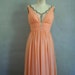Mike Benet Dress/ Aurora Borealis, Rhinestone, Bridal blush peach/ Long formal gown