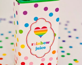 Rainbow Party Juice Box Wraps/Labels- Printable