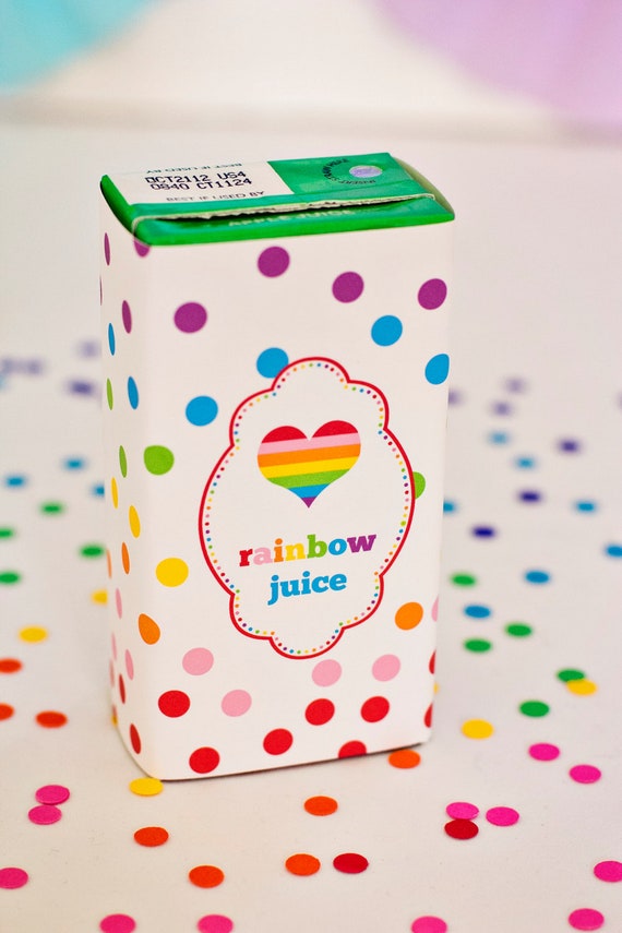 Rainbow Party Juice Box Wraps/Labels Printable