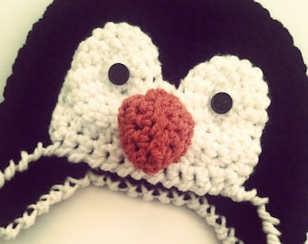 Crochet Baby Penguin Hat - Photography Prop - Made to Order