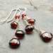 Cascade Garnet Earrings Sterling Silver Crimson Red Heart Gemstones by Aerides Designs