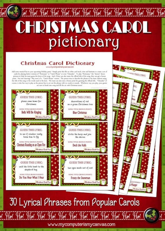 Christmas Carol Pictionary Printable by mycomputerismycanvas