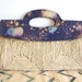 Cosmic Galaxy - Vintage Straw Purse - Repurposed Handbag - Painted Bleached - Space Print - Indigo Blue - Straw Rafia Clutch
