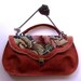 FREE shipping - Cognac leather purse with flowers