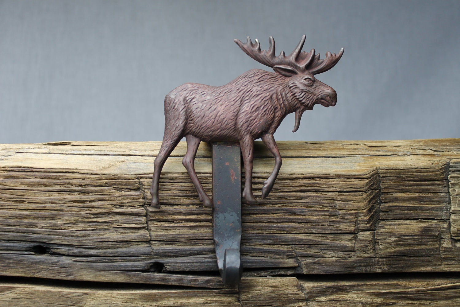 Moose Christmas Stocking Hanger,Holder-Forged Iron-Weighs 2 1/2 lbs.