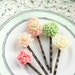 Pastel Bobby Pins, Rose Cameo, Resin Flowers, Cream, Mint, Lime Green, Coral Pink, Spring Accessories, Garden, Floral, Set of Five(5)