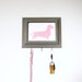 Pink Dachshund Silhouette and Gray Frame, Key Holder, Leash Holder