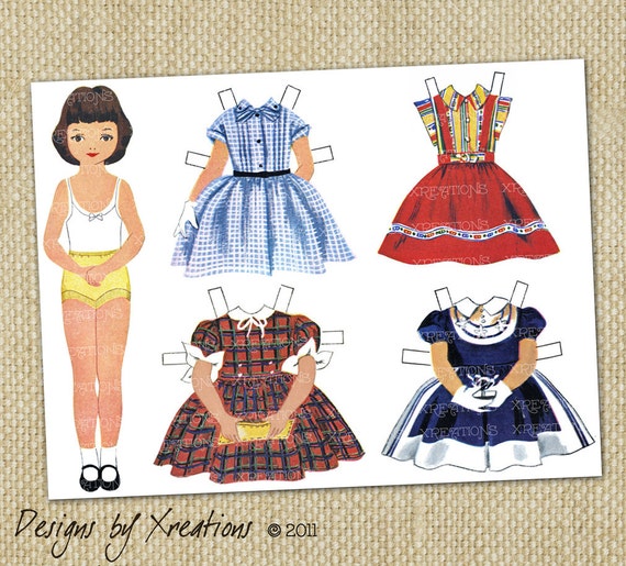 Items similar to Printable Paper dolls - 1950s era - Dress up dolls ...