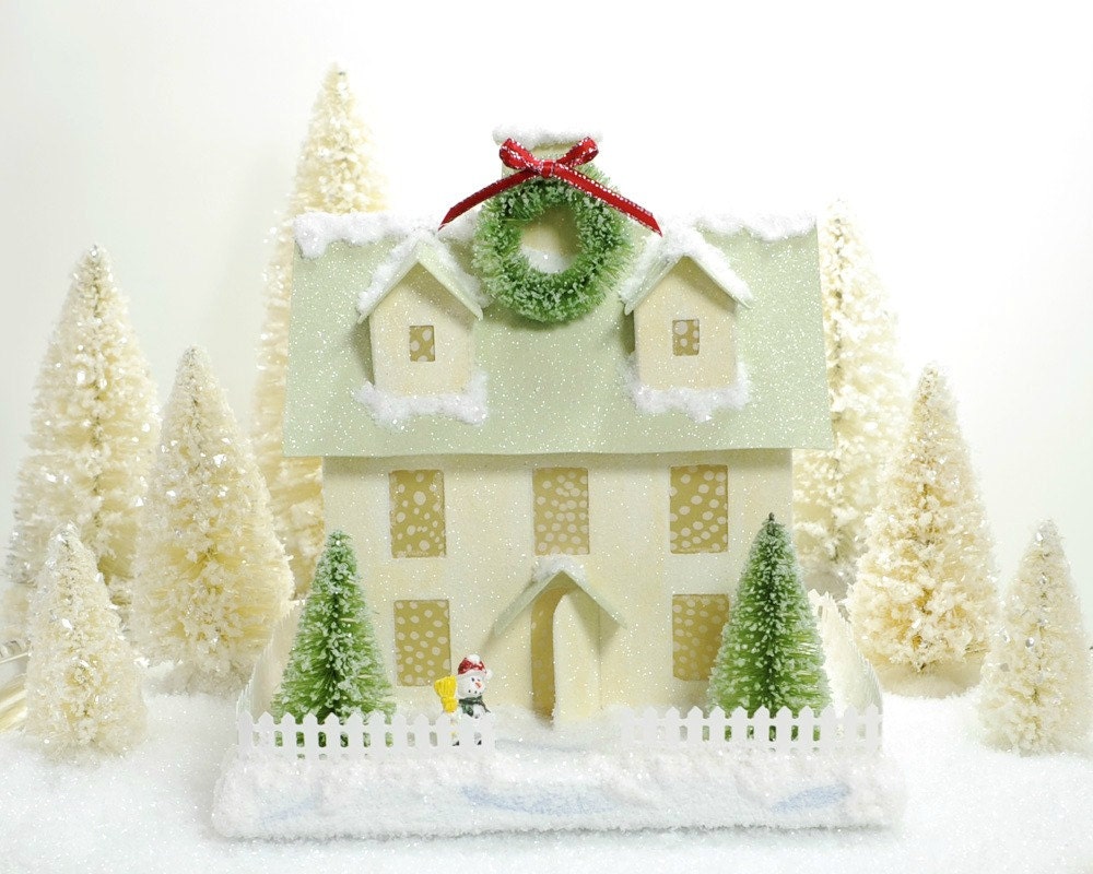 Putz Glitter House Christmas Decoration Vintage Style Two