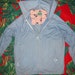 L - Cute vintage 60's pale blue zip up light summer nautical windbreaker jacket with red white stripes and navy blue anchors