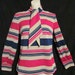 Ultra mod vintage 60's red beige navy blue striped mod go go top with tie / scarf