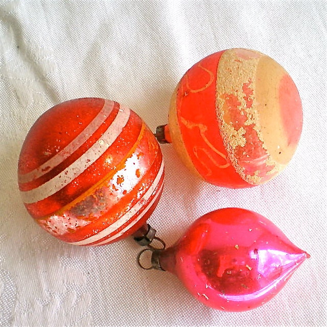 Christmas Pink Ornaments Vintage Mercury Glass By Vintagedottirose