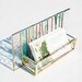 Stained Glass Business Card Holder Pink Green Confetti Art Glass Office Desk Accessory Handmade OOAK Striped