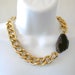 Chunky Gold Chain Link & Black Agate Necklace