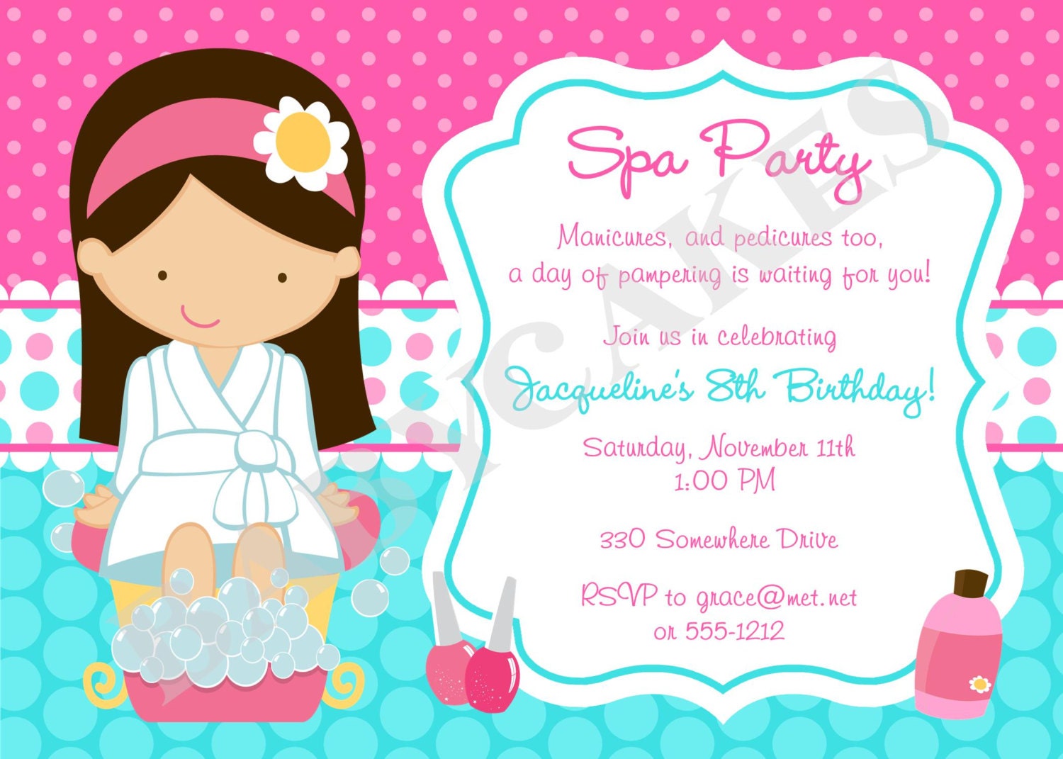 Spa Birthday Party Invitations 1