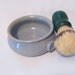 Shaving Mug with Ridges for Good Soap Lather, Comfort Shave - Sky Blue, Speckled, Handled