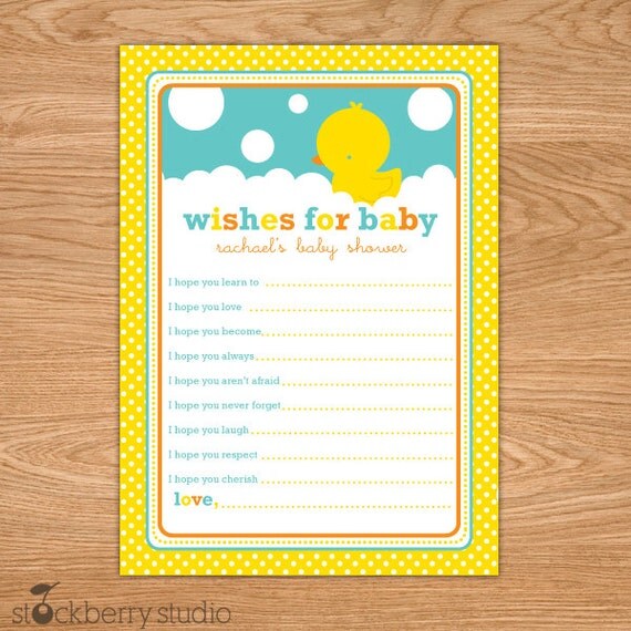 Rubber Ducky Wishes for Baby Advice Printable Card Il_570xn