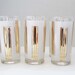 Frosted White and Gold Striped Hollywood Regency Glasses